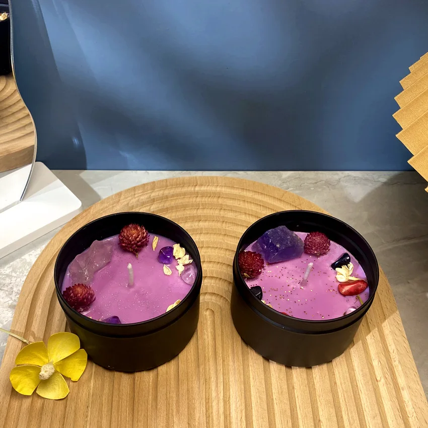 드라이 플라워 크리스탈 스톤 향 캔들, 블랙 틴플레이트 - Home Fragrance Scented Candle 리뷰 및 가격