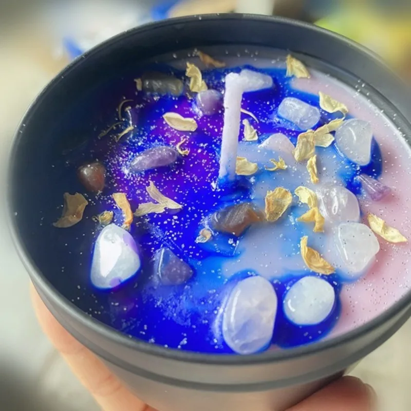드라이 플라워 크리스탈 스톤 향 캔들, 블랙 틴플레이트 - Home Fragrance Scented Candle 리뷰 및 가격